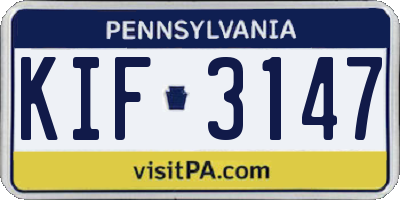 PA license plate KIF3147