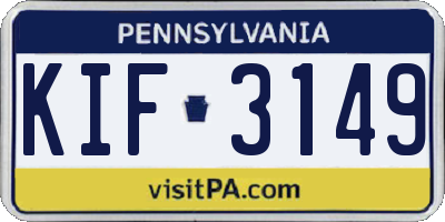 PA license plate KIF3149