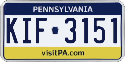 PA license plate KIF3151