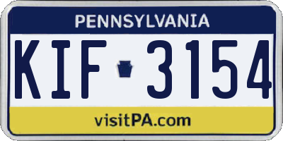 PA license plate KIF3154