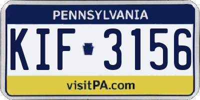 PA license plate KIF3156