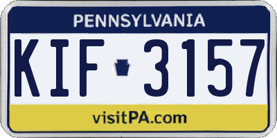 PA license plate KIF3157