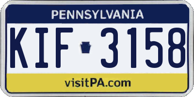 PA license plate KIF3158