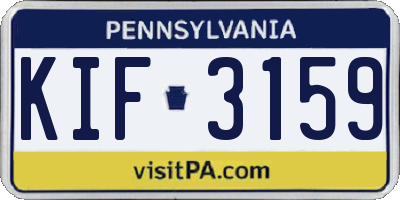 PA license plate KIF3159