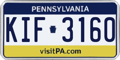 PA license plate KIF3160