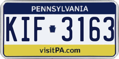 PA license plate KIF3163