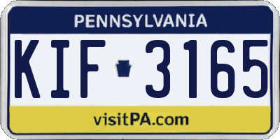 PA license plate KIF3165