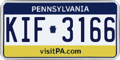 PA license plate KIF3166