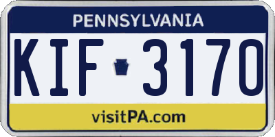 PA license plate KIF3170