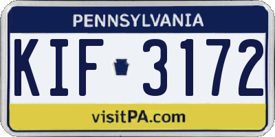 PA license plate KIF3172