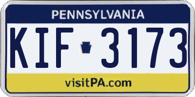 PA license plate KIF3173