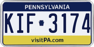 PA license plate KIF3174