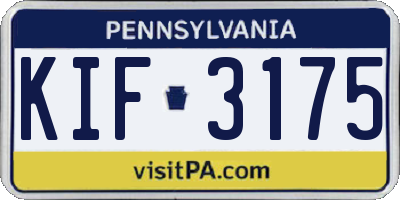 PA license plate KIF3175