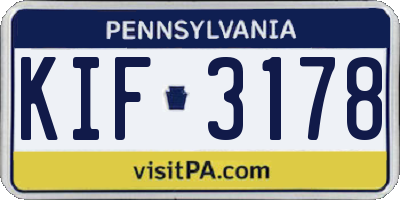 PA license plate KIF3178