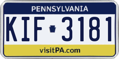 PA license plate KIF3181