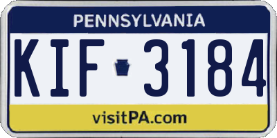 PA license plate KIF3184