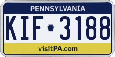 PA license plate KIF3188