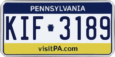PA license plate KIF3189