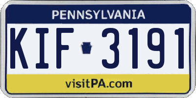 PA license plate KIF3191