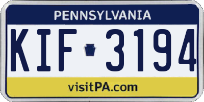 PA license plate KIF3194