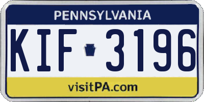 PA license plate KIF3196