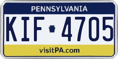 PA license plate KIF4705