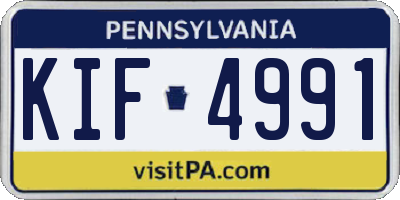 PA license plate KIF4991