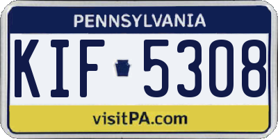 PA license plate KIF5308