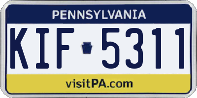 PA license plate KIF5311