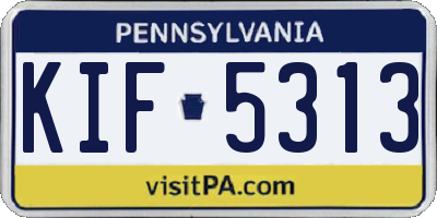 PA license plate KIF5313
