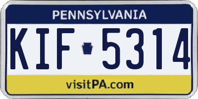 PA license plate KIF5314