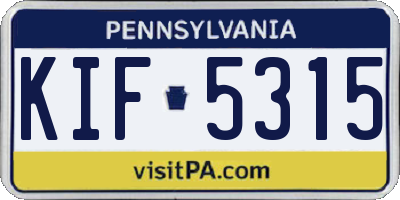 PA license plate KIF5315