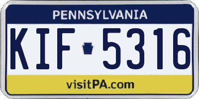 PA license plate KIF5316