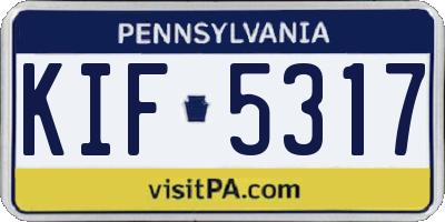 PA license plate KIF5317