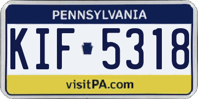 PA license plate KIF5318