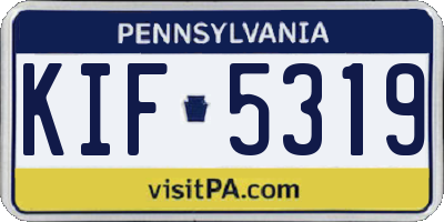 PA license plate KIF5319