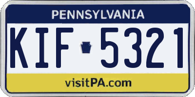 PA license plate KIF5321