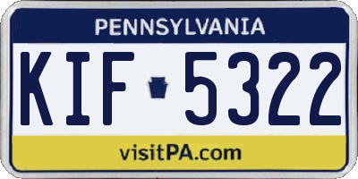 PA license plate KIF5322