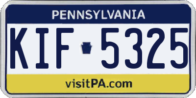 PA license plate KIF5325