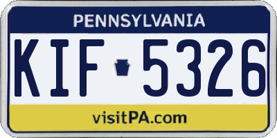 PA license plate KIF5326