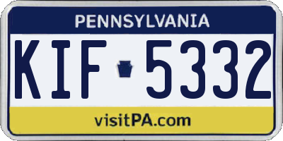 PA license plate KIF5332