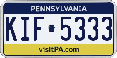 PA license plate KIF5333