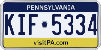 PA license plate KIF5334