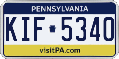 PA license plate KIF5340