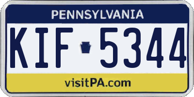 PA license plate KIF5344