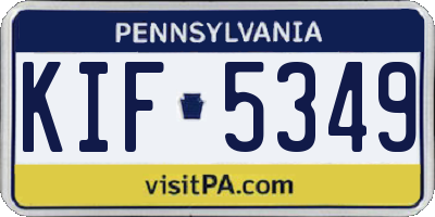 PA license plate KIF5349