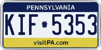 PA license plate KIF5353