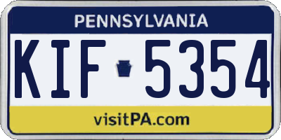 PA license plate KIF5354