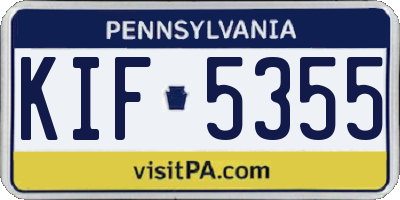 PA license plate KIF5355