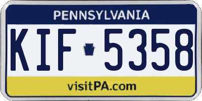 PA license plate KIF5358